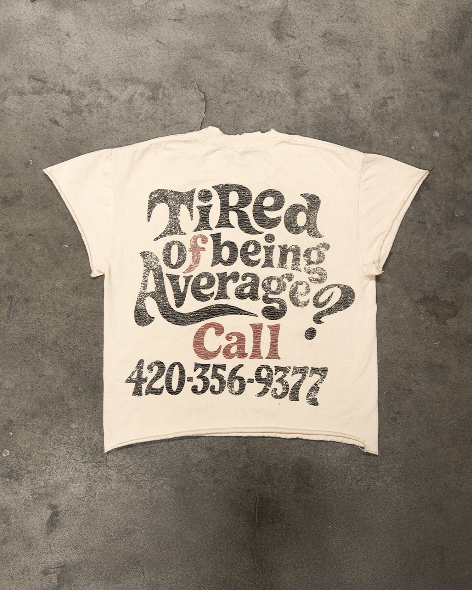 WHISKEY CREAM T-SHIRT(DISTRESSED)