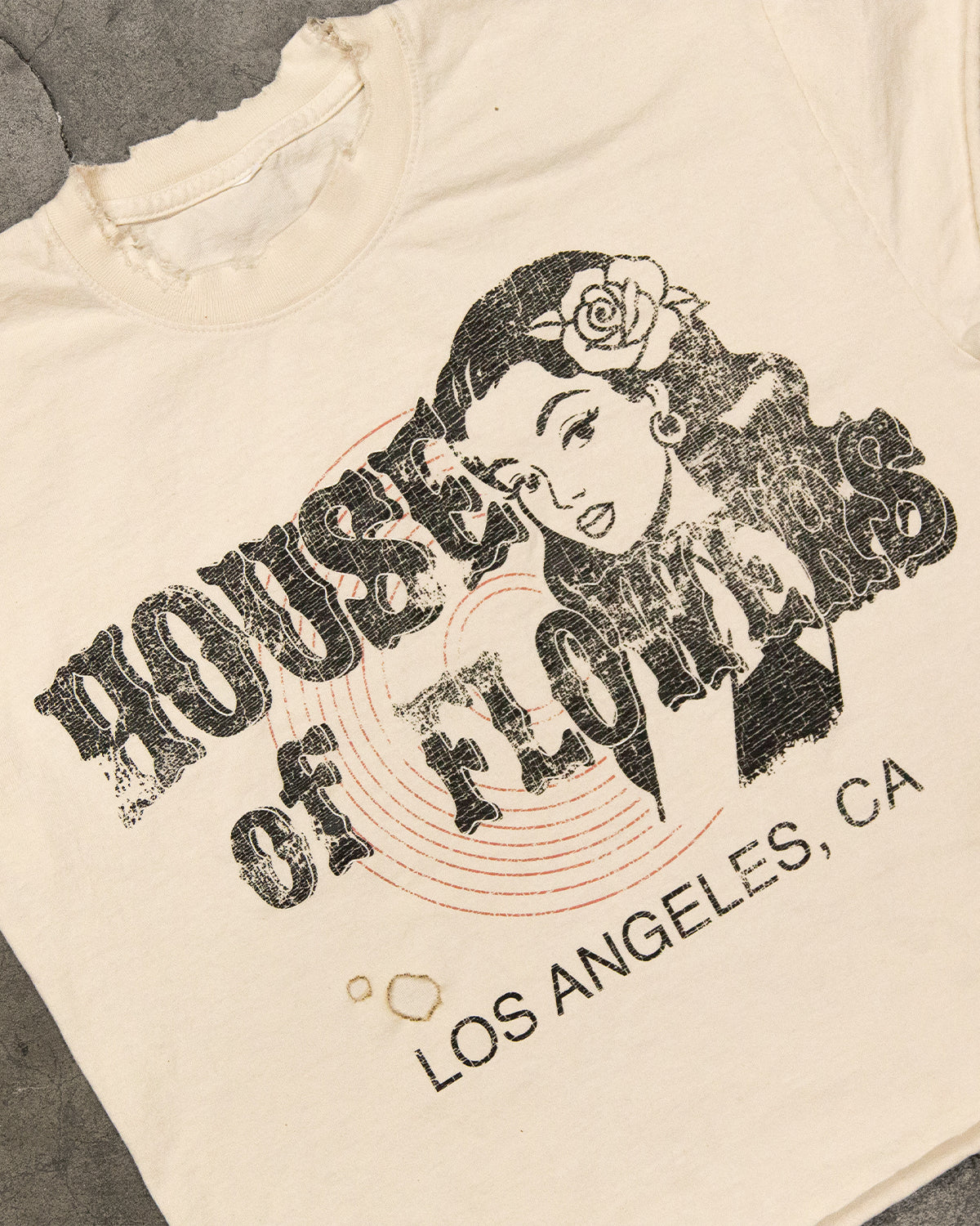 WHISKEY CREAM T-SHIRT(DISTRESSED)