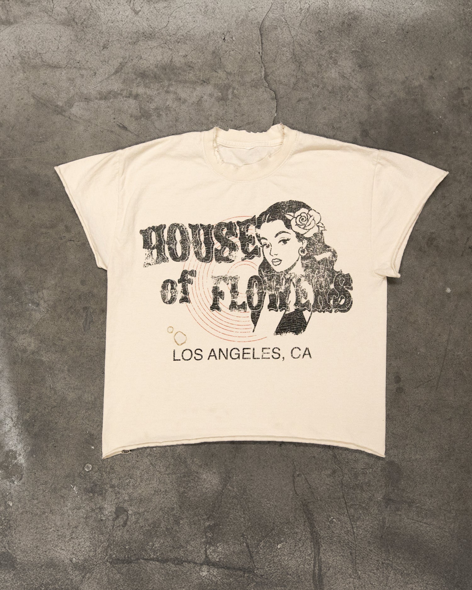 WHISKEY CREAM T-SHIRT(DISTRESSED)