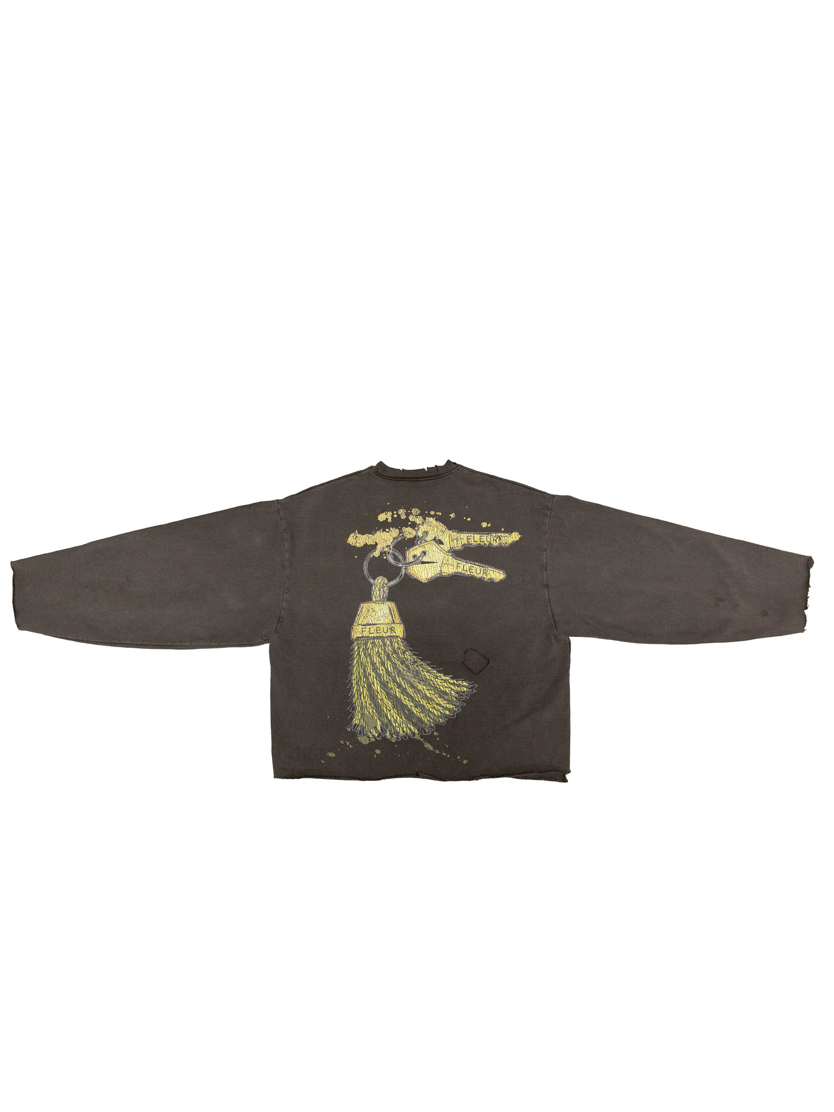 FLEUR VINTAGE GREY CREWNECK(DISTRESSED)