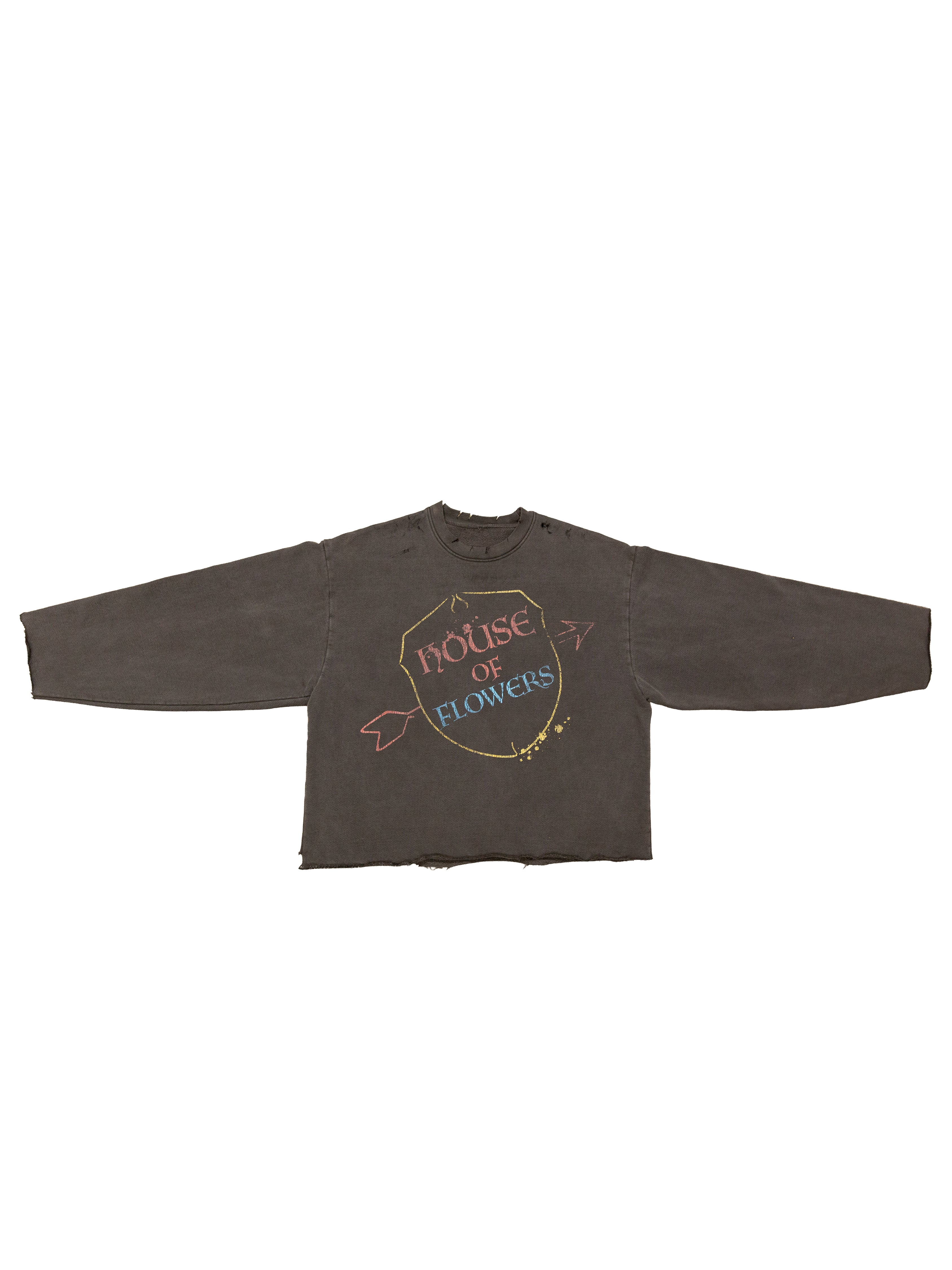 FLEUR VINTAGE GREY CREWNECK(DISTRESSED)