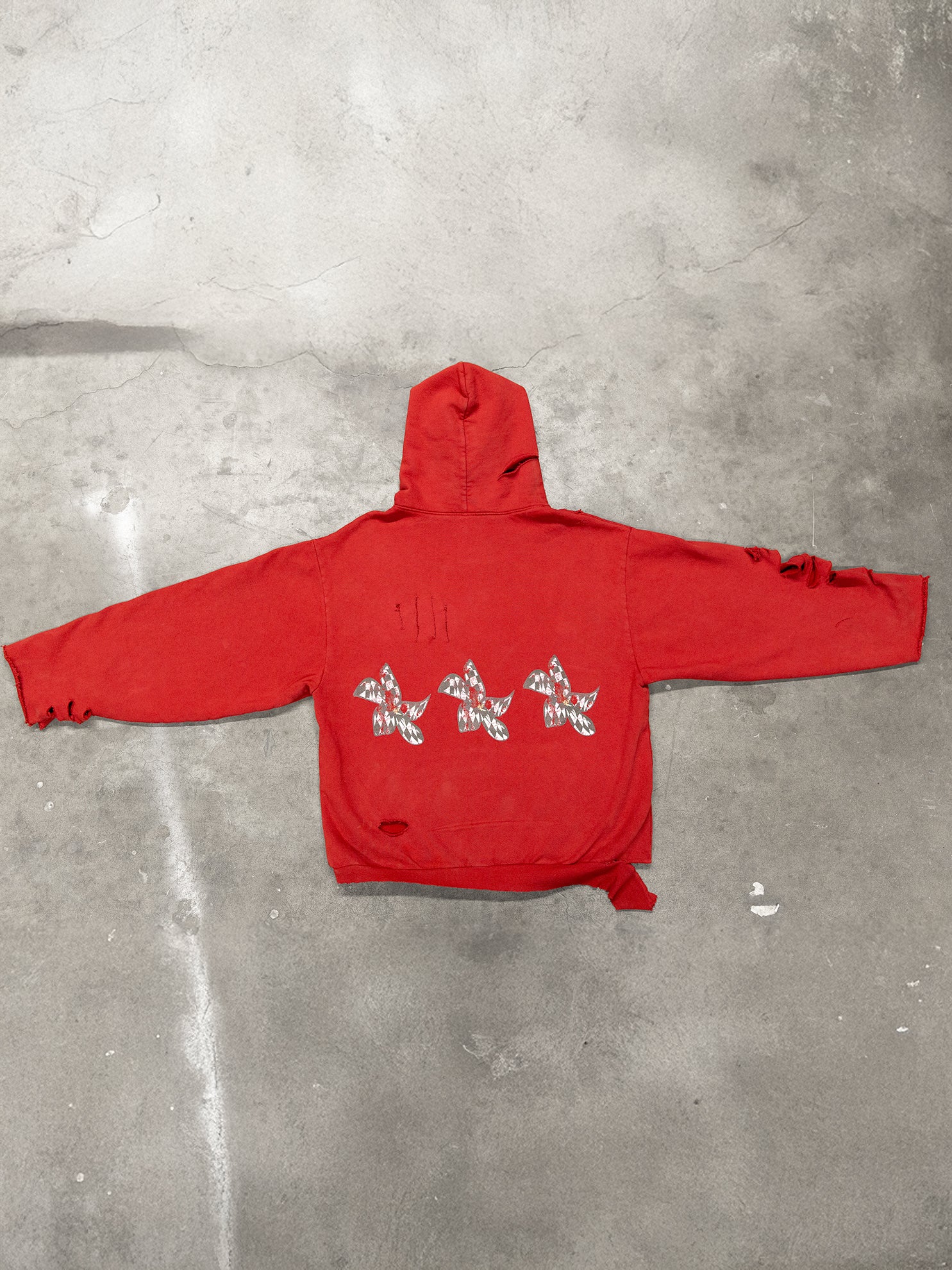 SUNSET STRIP RED HOODIE(DISTRESSED)