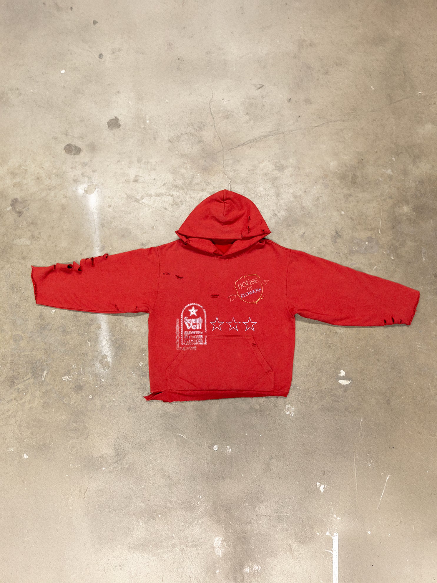 SUNSET STRIP RED HOODIE(DISTRESSED)