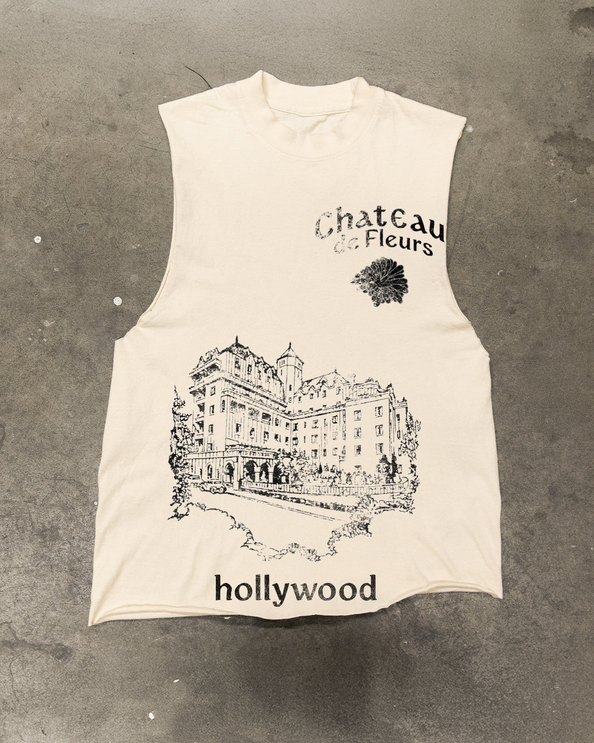 CHATEU DE FLUER CREAM T-SHIRT(DISTRESSED)