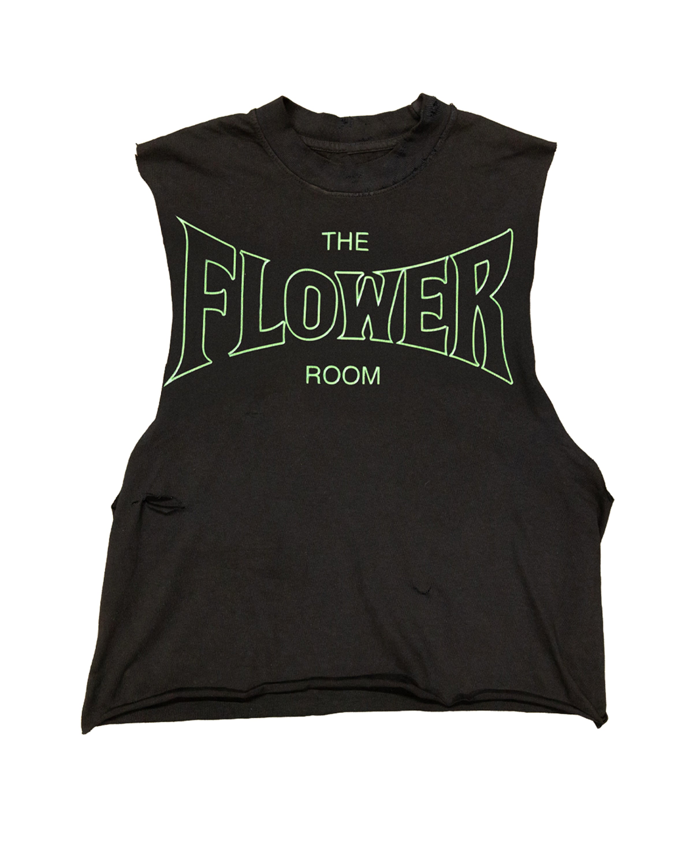 THE FLOWER ROOM BLACK T-SHIRT(DISTRESSED)